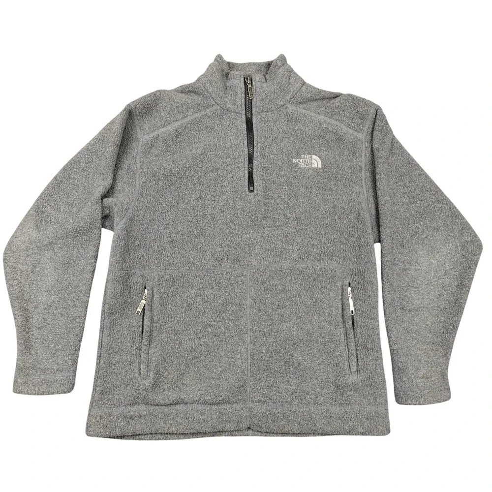 Vintage The North Face Jacket‎ Mens Small Gray Fleece 1/4 Zip Made USA 90s